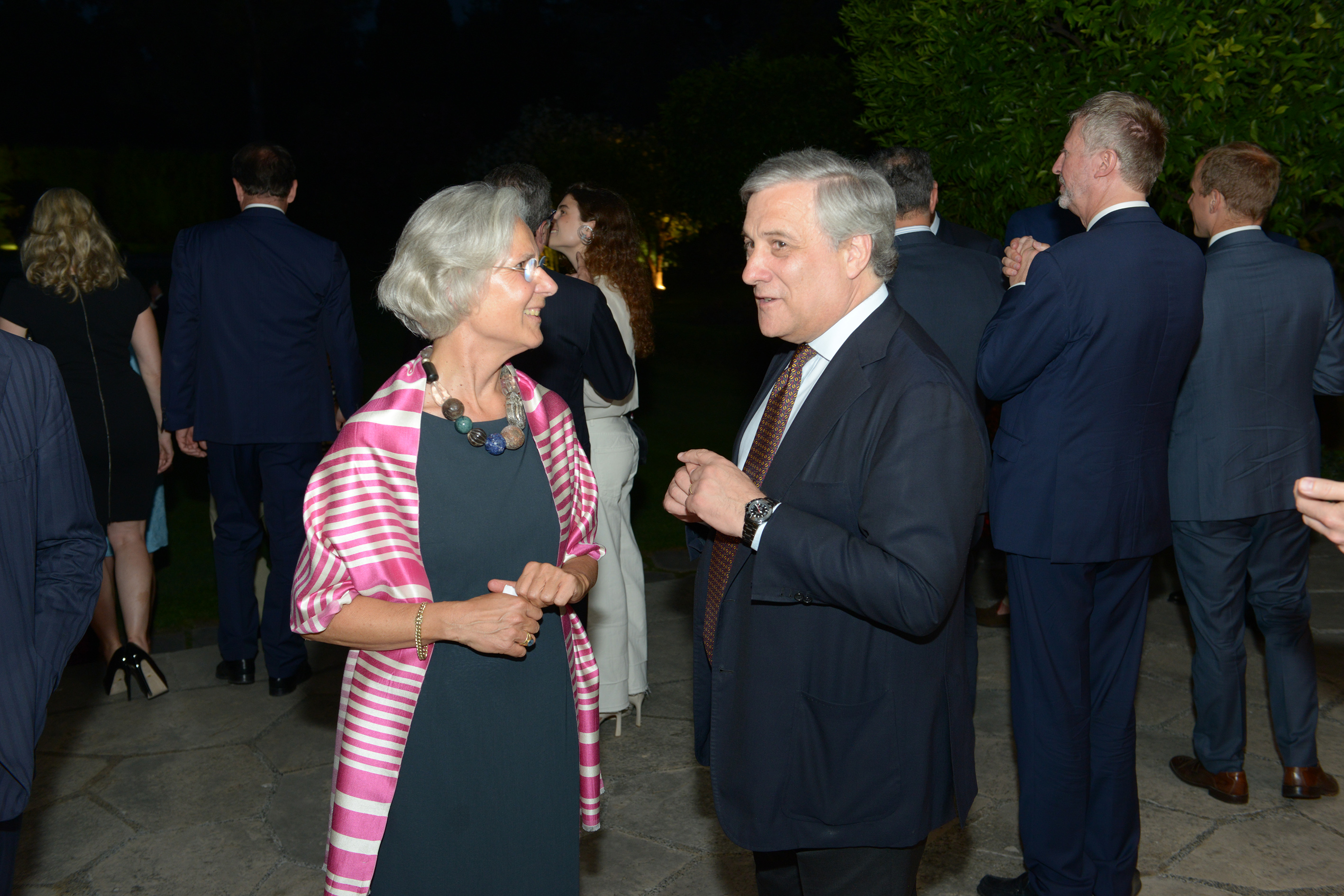 Ambassador Susanne Wasum-Reiner and VP Antonio Tajani at the Gala Dinner at the German Embassy