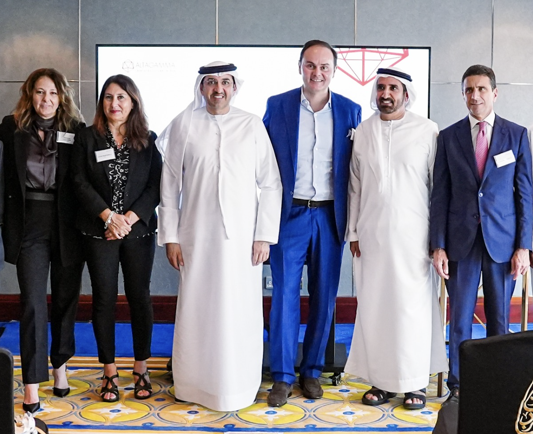 Stefania Lazzaroni, Maria Lucia Martorelli, H.E. Mohammed Al Shehhi, Matteo Lunelli, H.H. Sheik Awad and Giovanni Bozzetti, Chairman of EFG Consulting)
